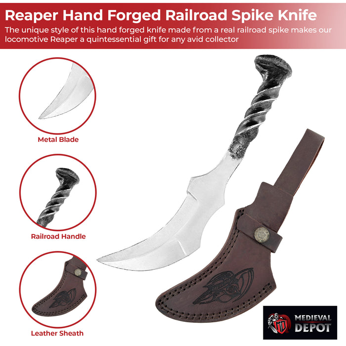 Locomotive Reaper Hand Forged Railroad Spike Knife