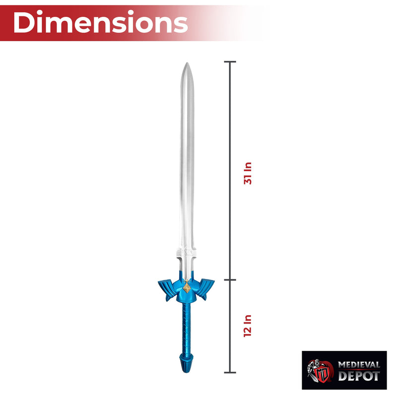 Legend of Zelda Master Sword Replica – 43-Inch Foam Sword with Pearlescent Blue Hilt and Gold Accents