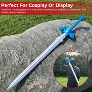 Legend of Zelda Master Sword Replica – 43-Inch Foam Sword with Pearlescent Blue Hilt and Gold Accents