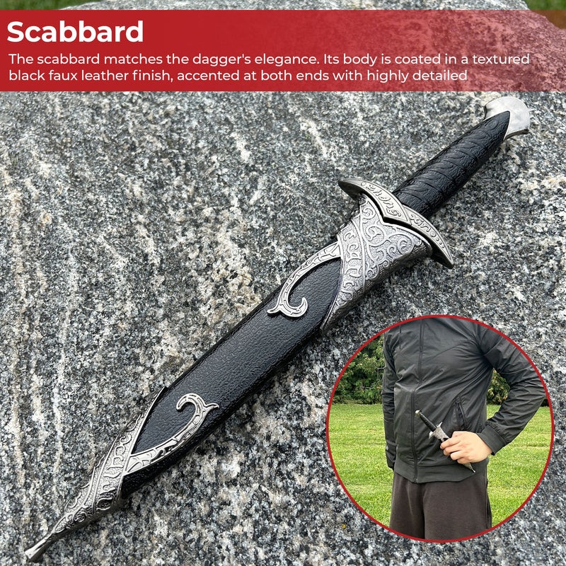 Lord of the Rings Sting Dagger – 11-Inch Elven Blade with Scabbard and Runic Inscription