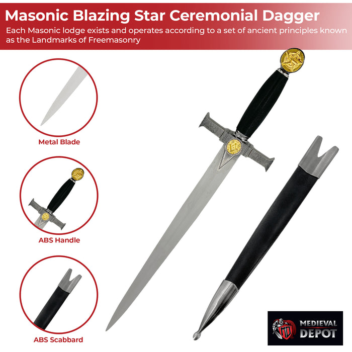 Masonic Blazing Star Ceremonial Dagger