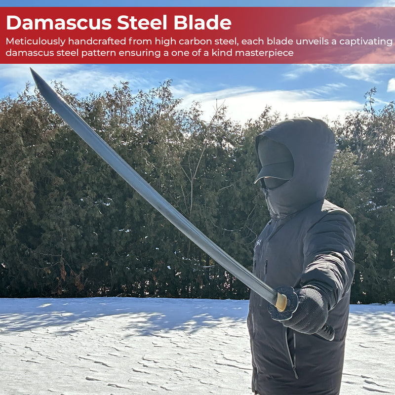 Master the Shadows Black Damascus Steel Hand Forged Katana