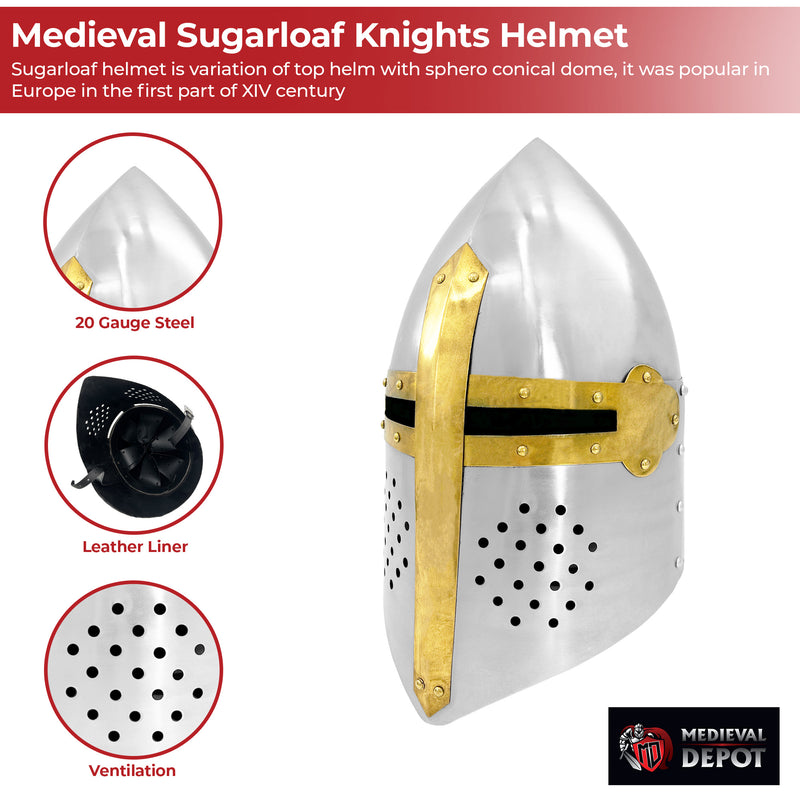 Medieval 20G Knights Sugarloaf Helmet