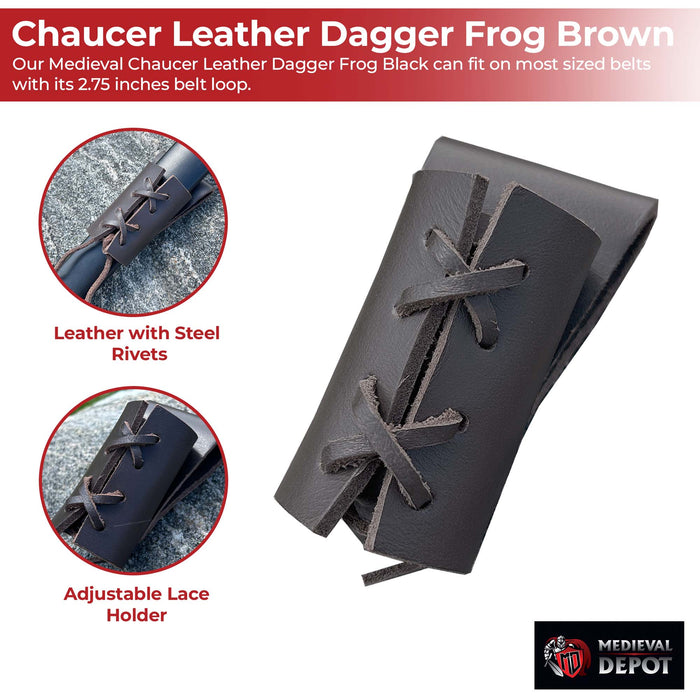 Medieval Chaucer Leather Dagger Frog Brown