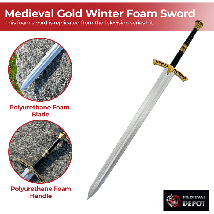 Medieval Gold Winter Foam LARP Costume Cosplay Replica Sword