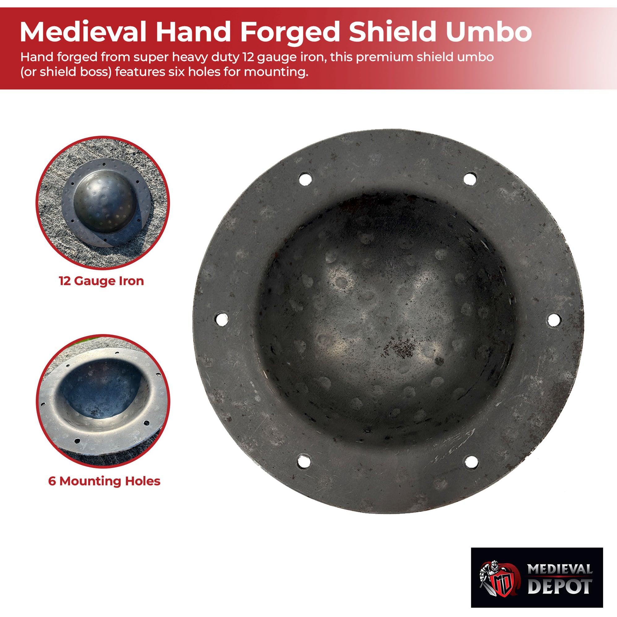 Medieval Combat Hand Forged Shield Boss Umbo - 16G Steel By Day Zero Survival