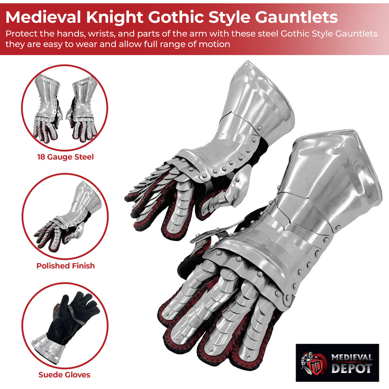 Medieval Knight Gothic Style Functional Armor Gauntlets