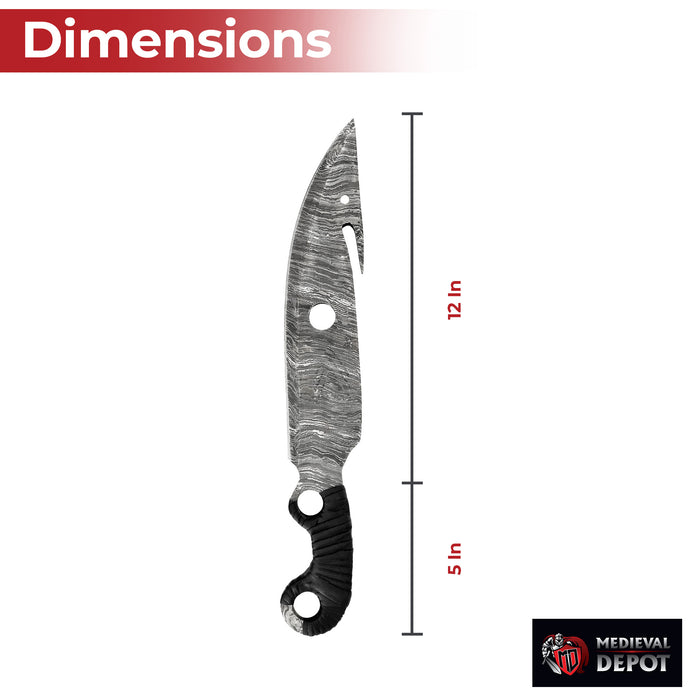 Melee Hunter Damascus Steel Fixed Blade Knife