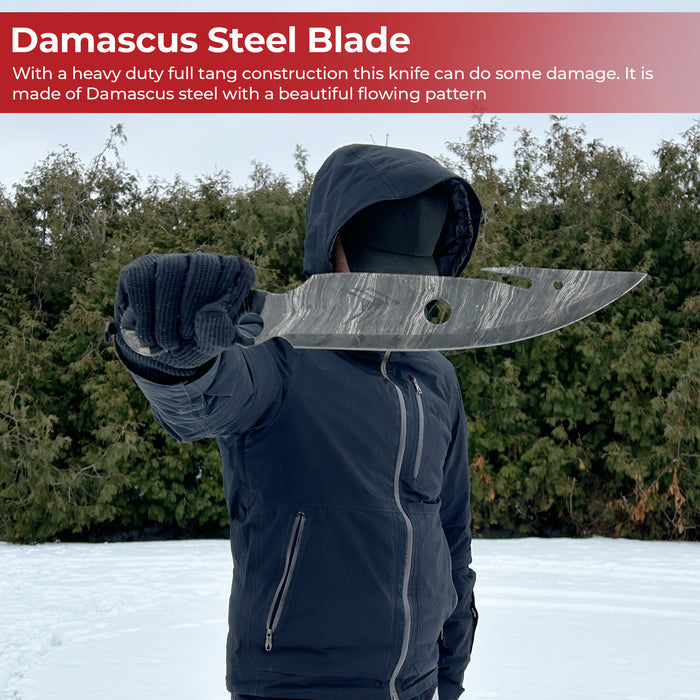 Melee Hunter Damascus Steel Fixed Blade Knife