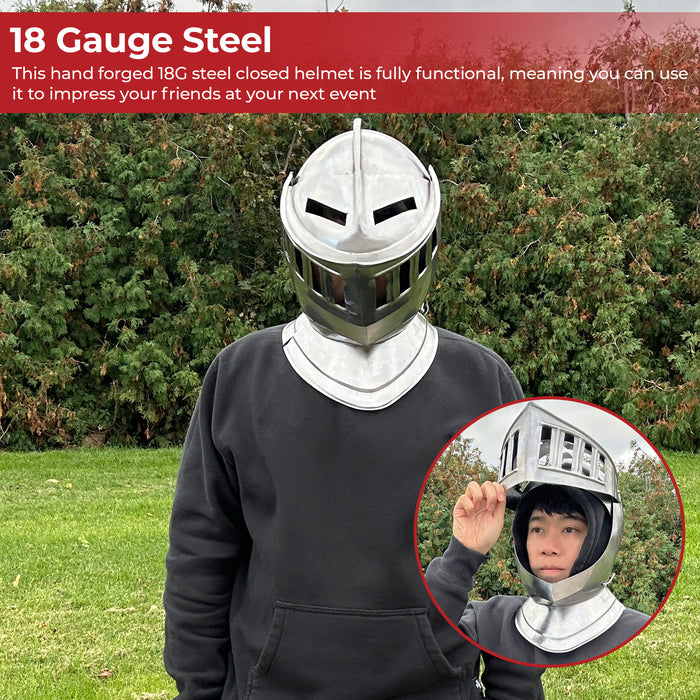 Mens Closed Knight Armour Helmet