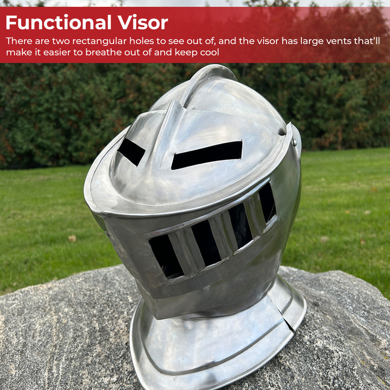 Mens Closed Knight Armour Helmet