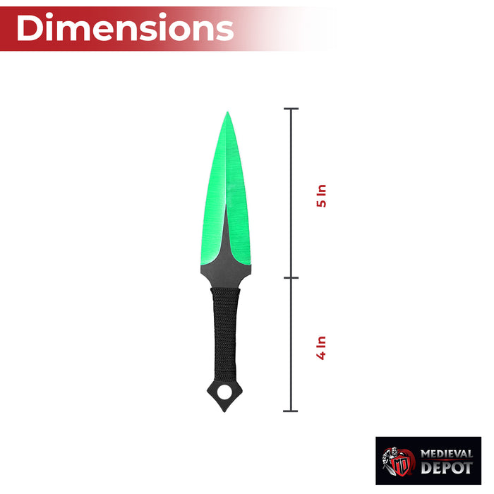 Momochi Ninjutsu Precision Throwing Knives Green