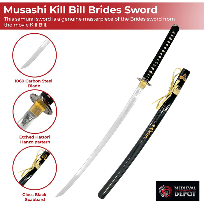 Musashi Kill Bill Brides Sword 1060 Carbon Steel Blade