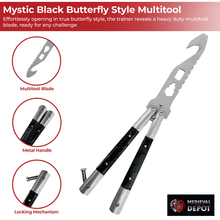Mystic Black Butterfly Style Multitool Blade Trainer