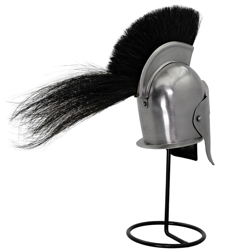 Miniature Greek Trojan War Helmet Display With Stand