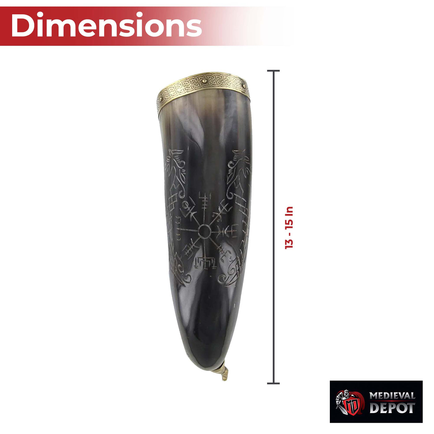 Navigators Serpent Viking Compass Horn with Jormungandr — Medieval Depot