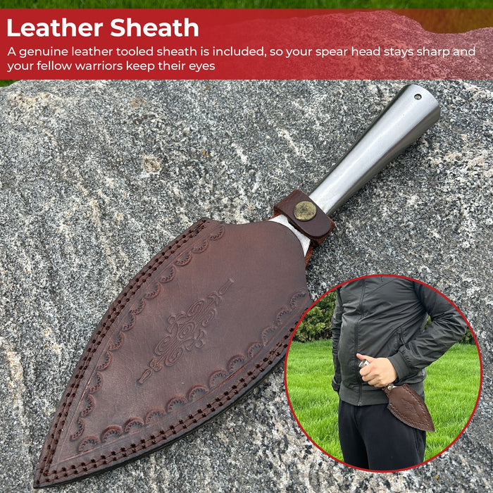 Norse Viking Leaf Long Carbon Steel Spear Head