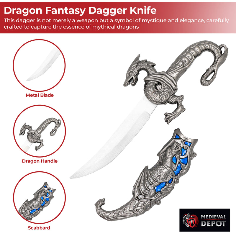 Obey Me Small Ornate Dragon Decorative Fantasy Dagger Knife