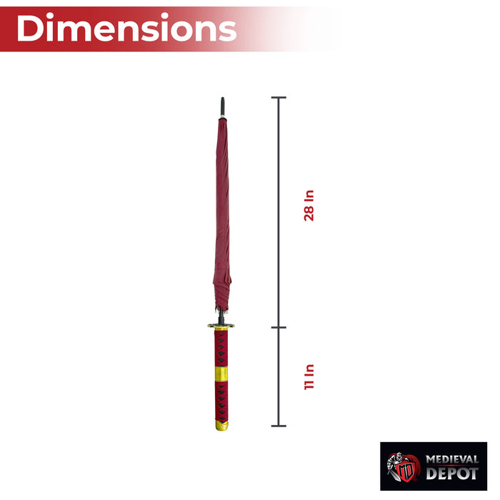 One piece Zoro Sandai Kitetsu Katana Handle Umbrella Red