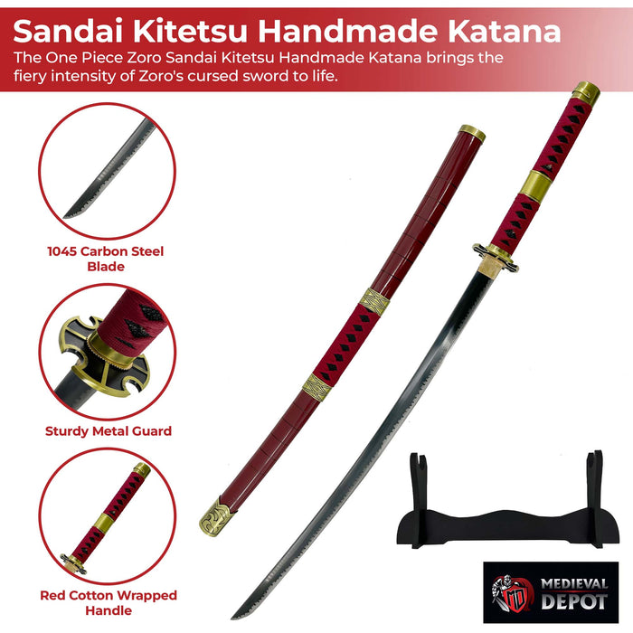 One Piece Zoro Sandai Kitetsu Handmade Katana