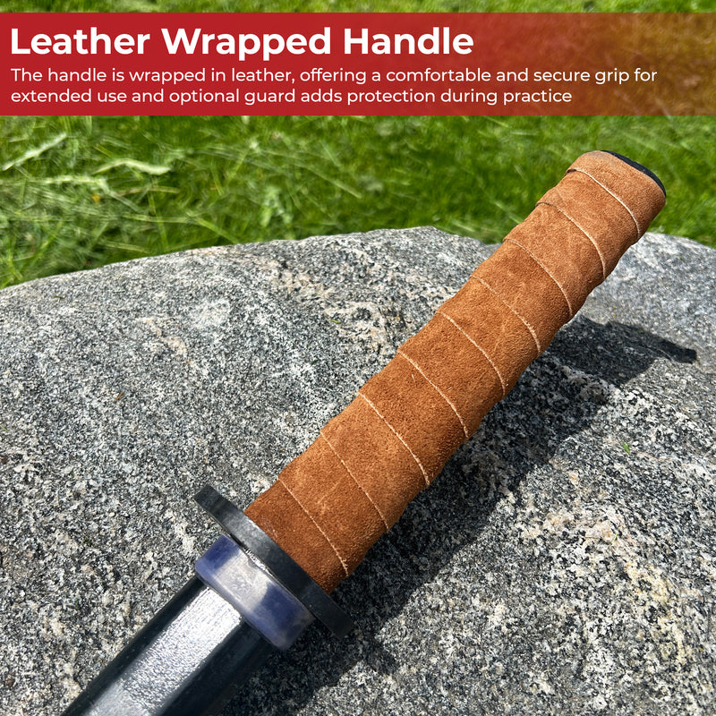 Premium Black Indian Rosewood Bokken with Genuine Leather Wrapped Handle