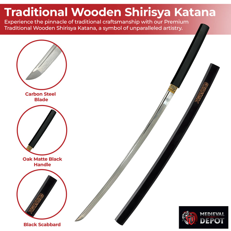 Premium Black Traditional Wooden Shirisya Katana