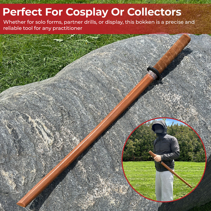 Premium Indian Rosewood Bokken with Genuine Leather Wrapped Handle