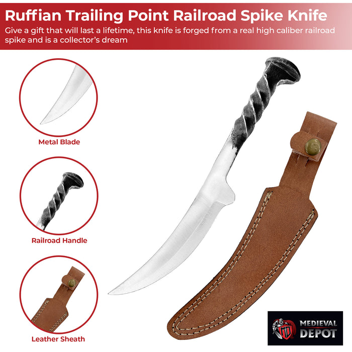 Railroad Ruffian Functional Trailing Point Railroad Spike Knife