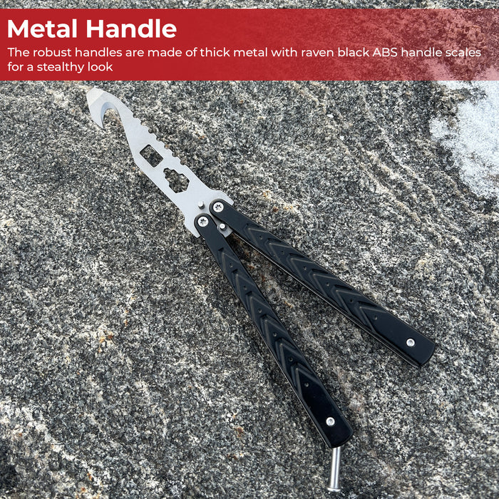 Raven Black Butterfly Style Multitool Blade trainer with Case