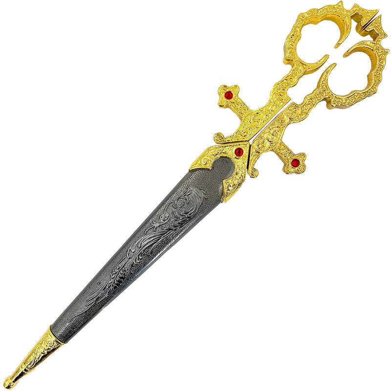 Renaissance Medieval Scissors Gold Dagger