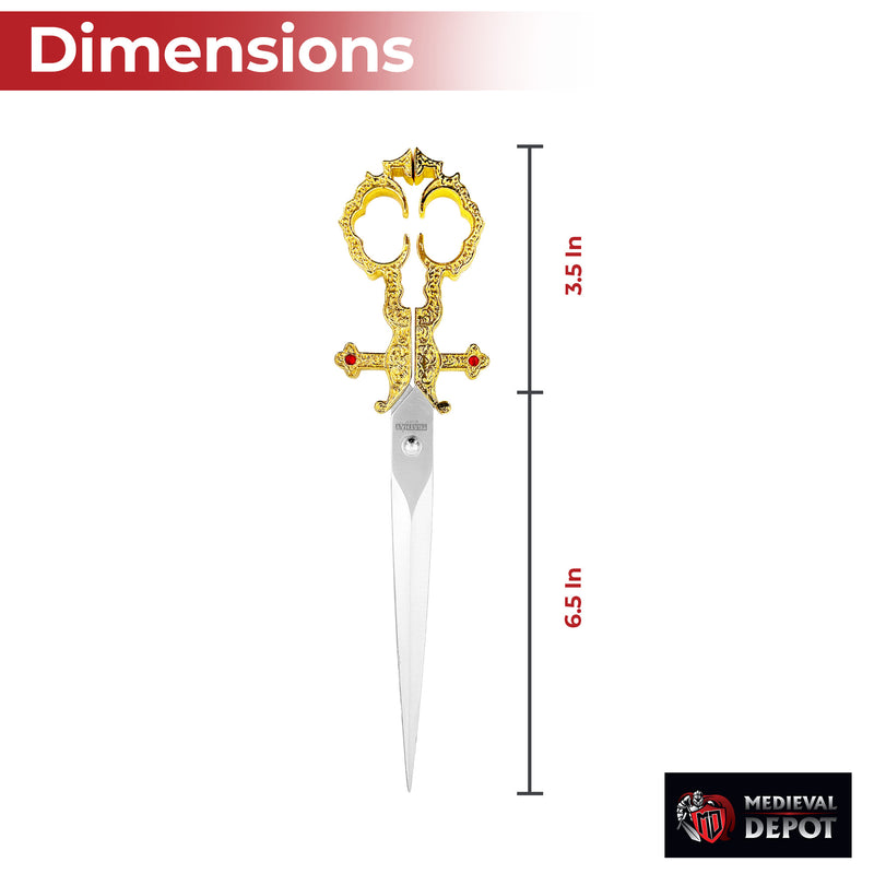 Renaissance Medieval Scissors Gold Dagger