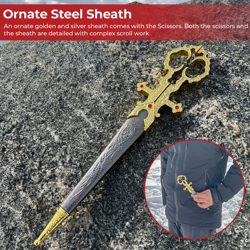 Renaissance Medieval Scissors Gold Dagger