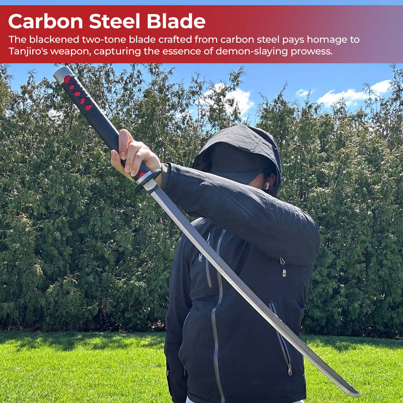 Tanjiro Kamado Demon Slayer Blackened Two-Tone Blade Nichirin Katana Sword