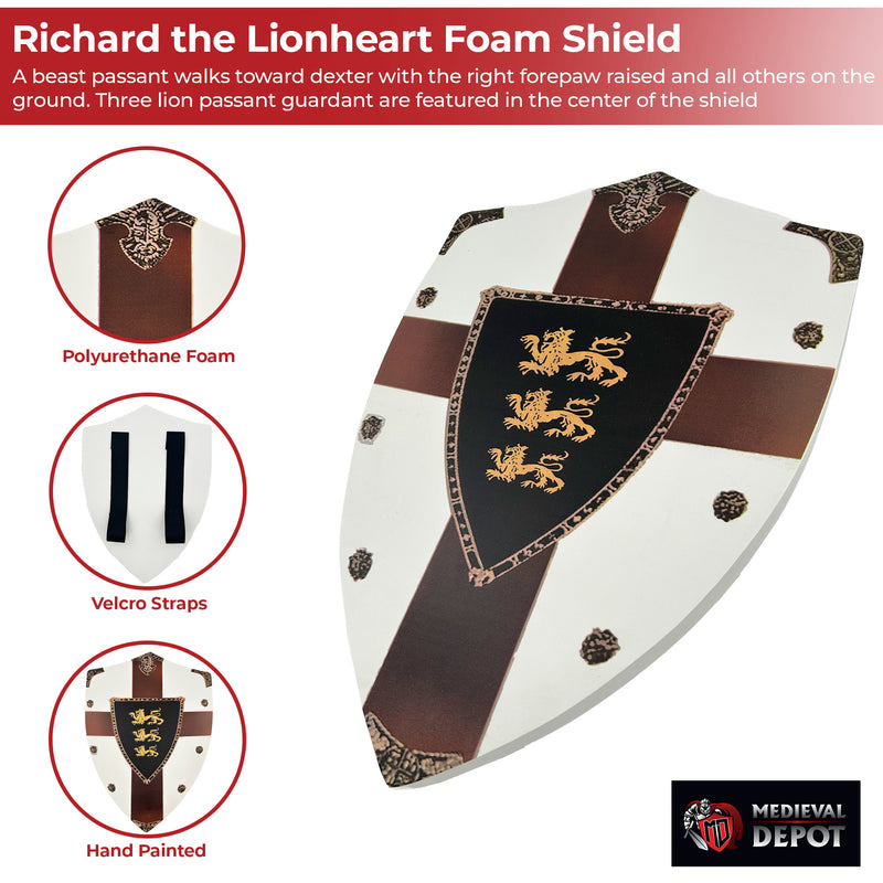 Richard the Lionheart Lion Passant Guardant Medieval Foam Shield