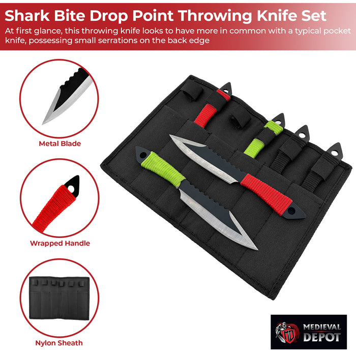 Shark Bite Drop Point Throwing Knife Set