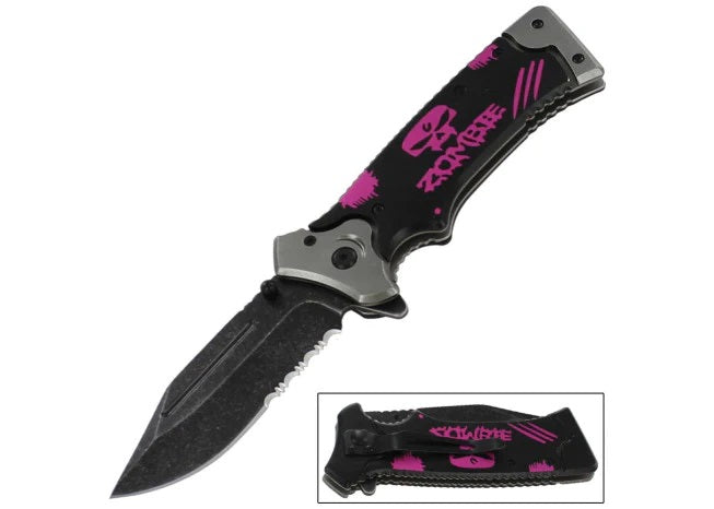 Spring Assisted Into the Darkness Zombie Pocket Knife