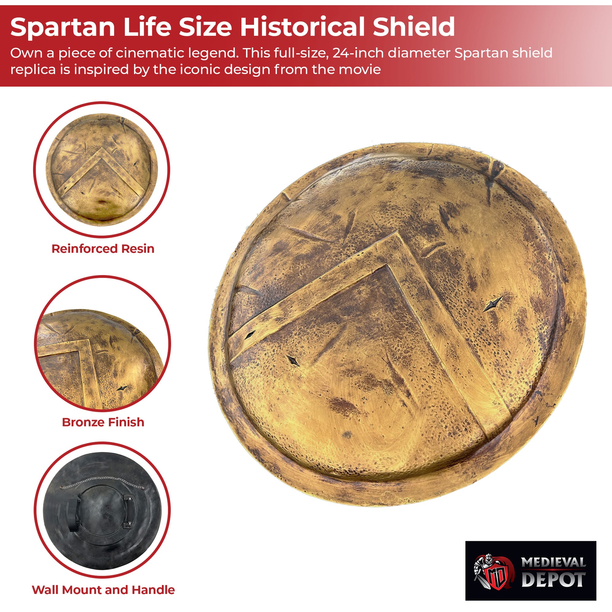 Spartan Life Size Historical Shield — Medieval Depot