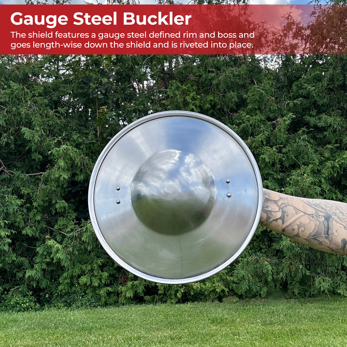 Armory Replicas 12-Inch 16-Gauge Steel Buckler Shield – Medieval LARP/Reenactment