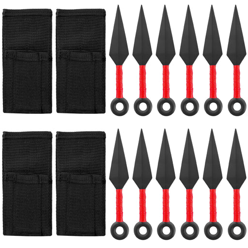 Shadow Strike 12-Piece Red Kunai Throwing Knife Set