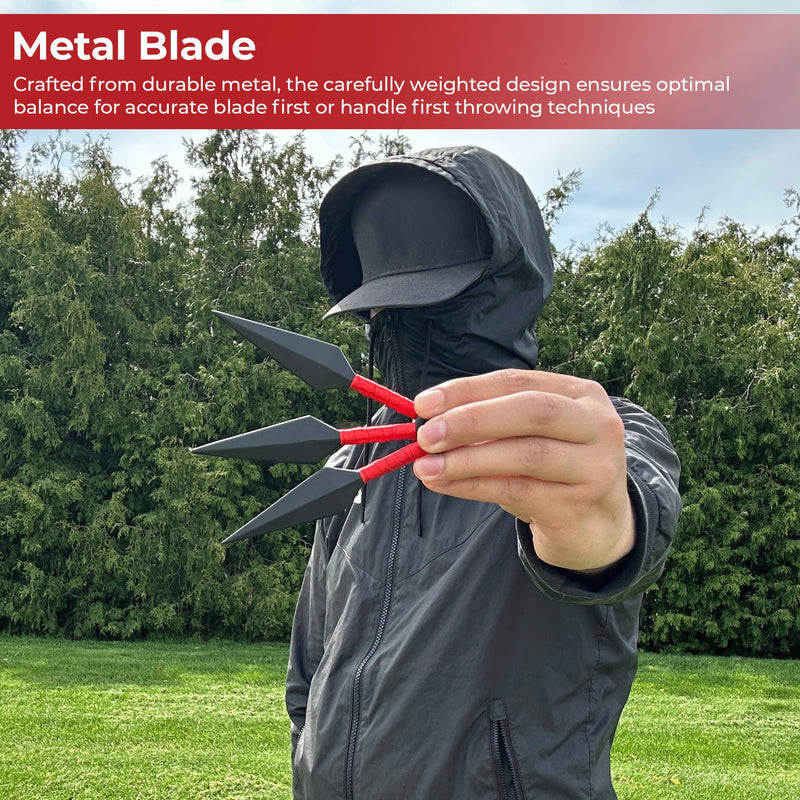 Shadow Strike 12-Piece Red Kunai Throwing Knife Set