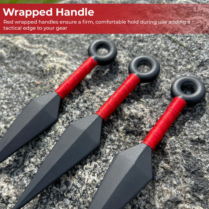 Shadow Strike 12-Piece Red Kunai Throwing Knife Set