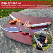 Solo Leveling Shadow Monarch's Dagger Set Knight Killer & Venom Fang Replica with Display Plaque