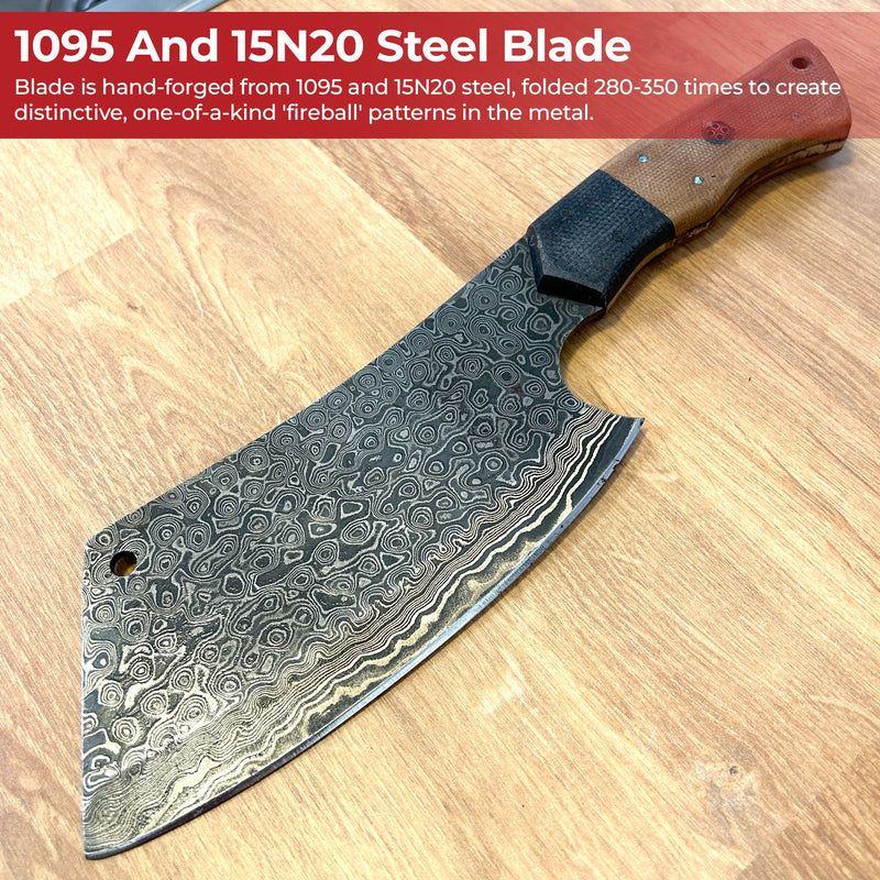 Supper Time Fireball Damascus Cleaver