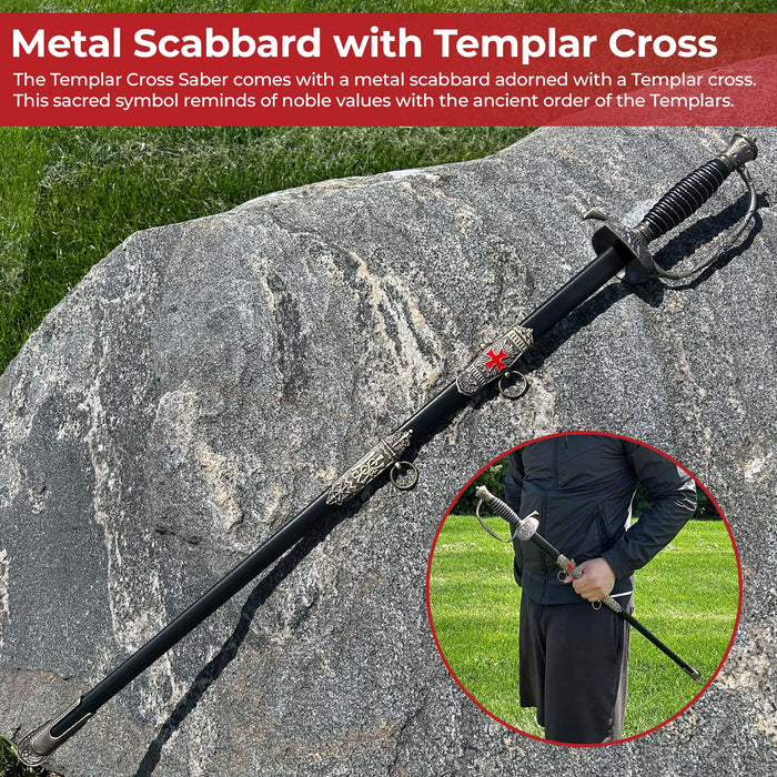 Templar Cross Saber with Decorative Brass Fittings