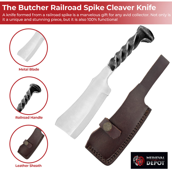 The Butcher Locomotive Railroad Spike Cleaver Knife