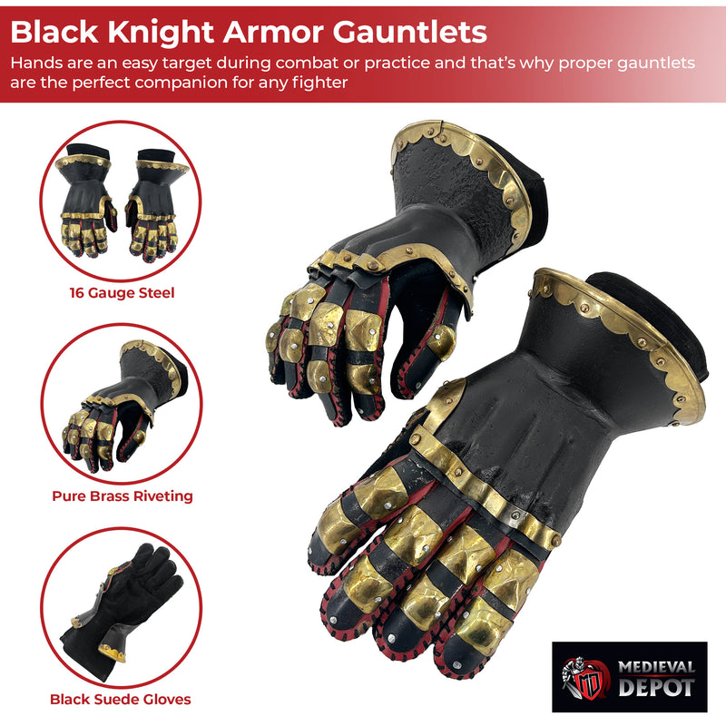 The Cursed Black Knight Functional Medieval Armor Gauntlets