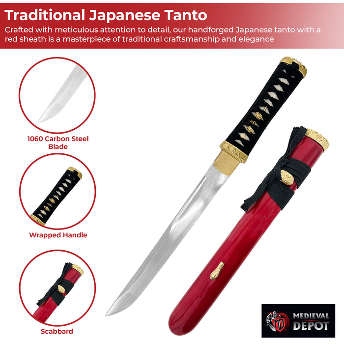 Timeless Elegance Traditional Japanese Tanto in Red