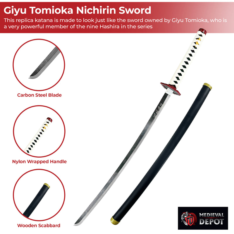 Giyu Tomioka Collectible Demon Slayer Replica Hashira Blue Nichirin Katana Sword