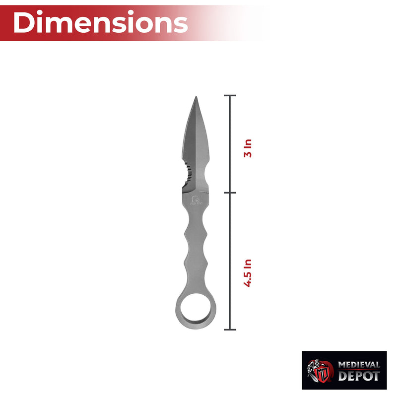 Tactical Drop-Point Knife – Steel Blade with Skeletonized Handle and ABS Sheath