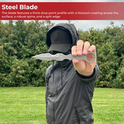 Tactical Drop-Point Knife – Steel Blade with Skeletonized Handle and ABS Sheath